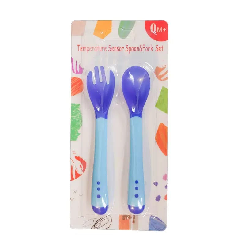 Baby Temperature Spoon – Color Changing Safety Feeding Spoon & Fork | Baby Bliss BD